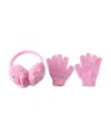 Omg Accessories Girls' Cherry Faux Fur Earmuffs & Gloves Set - Big Kid In Pink