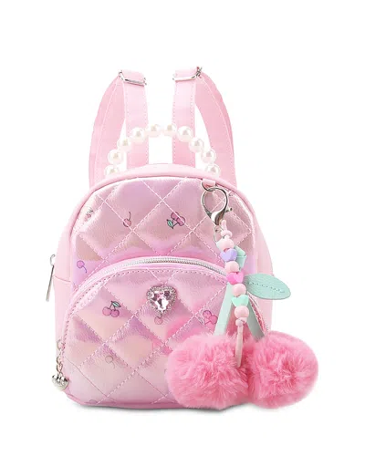Omg Accessories Kids' Girls' Cherry Quilted Pearl Handle Micro Mini Backpack In Pink