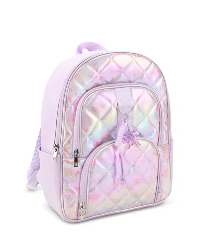 Omg Accessories Kids' Girls' Floral Quilted Large Backpack With Charm - Ages 6-14 In Pink