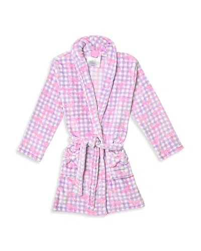 Omg Accessories Girls' Gingham Bow Print Cozy Robe - Big Kid In Multi