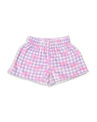 Omg Accessories Girls' Gingham Bow Print Cozy Shorts - Big Kid In Multi