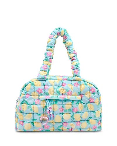 Omg Accessories Kids' Girls' Lemon Floral Scrunch Duffle Bag In Blue