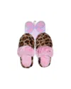 Omg Accessories Kids' Crystal Leopard Faux Fur Slipper In Multi