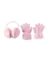 Omg Accessories Girls' Pearl Faux Fur Earmuffs & Gloves Set In Pink