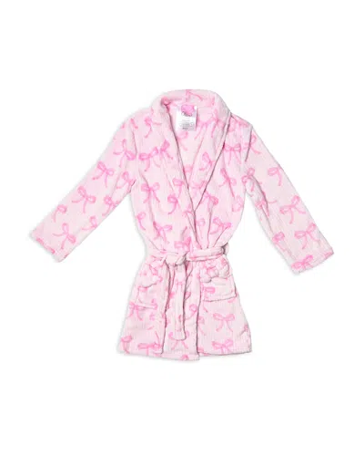 Omg Accessories Girls' Striped Bow Print Cozy Robe - Big Kid In Multi