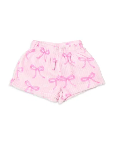 Omg Accessories Girls' Striped Bow Print Cozy Shorts - Big Kid In Multi