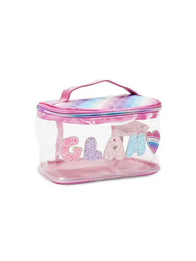 Omg Accessories Kids' Glam Heart See-through Top Handle Pouch In Raspberry