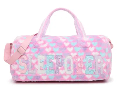 Omg Accessories Kids'  Heart Plush Sleepover Duffle Bag In Light Pink Heart Print