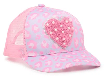 Omg Accessories Heart Printed Kids' Trucker Hat In Pink