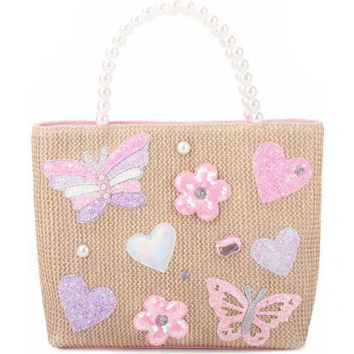 Omg Accessories Kids' Applique Straw Tote In Brown