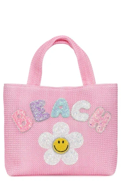 Omg Accessories Kids' Beach Daisy Straw Tote Bag In Lollipop