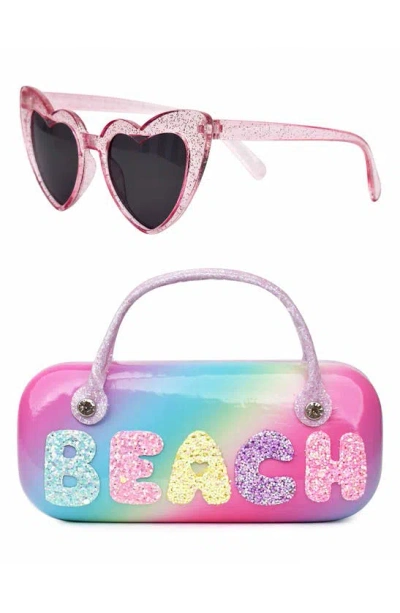 Omg Accessories Kids' Beach Sunglasses & Case Set In Pink