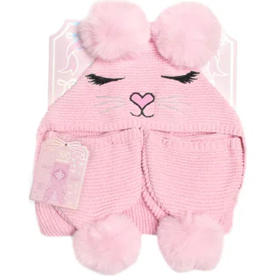 Omg Accessories Kids' Bella Kitty Hooded Scarf In Brown