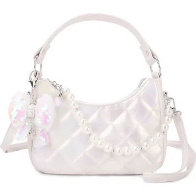 Omg Accessories Kids' Bow Detail Iridescent Quilted Crossbody Bag In Red