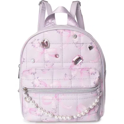 Omg Accessories Kids' Bow Pearl Faux Leather Mini Backpack In Misty