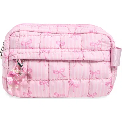 Omg Accessories Kids' Bow Quilted Cosmetic Pouch With Charm In Lollipop