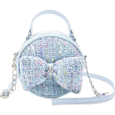 Omg Accessories Kids' Bow Tweed Crossbody Bag In Blue