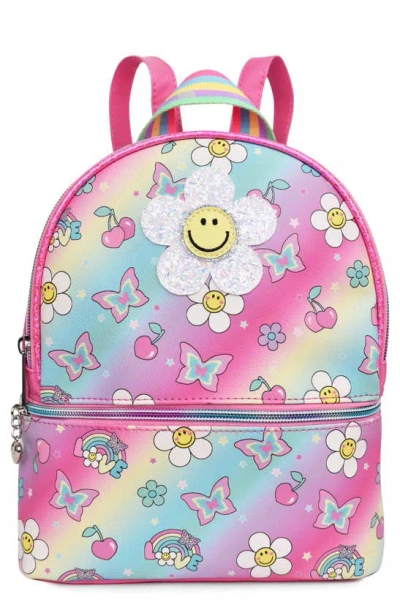 Omg Accessories Kids' Daisy Print Appliqué Mini Backpack In Blue