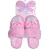 Omg Accessories Kids' Faux Pearl Butterfly Faux Fur Slipper In Multi