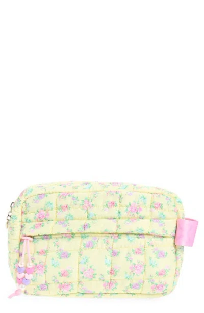 Omg Accessories Kids' Floral Print Scrunch Pouch In Yellow
