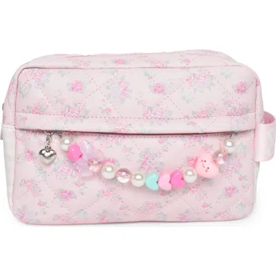 Omg Accessories Kids' Floral Quilted Cosmetic Bag In Pink