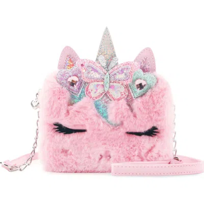 Omg Accessories Kids' Gwen Faux Fur Crossbody Bag In Pink