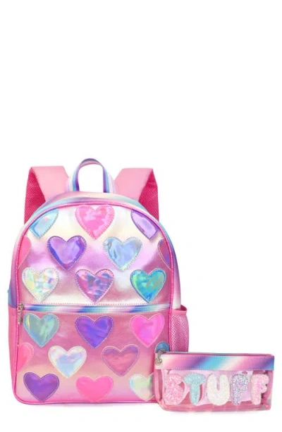 Omg Accessories Kids' Heart Backpack & Stuff Pouch Set In Pink