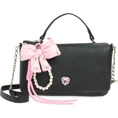 Omg Accessories Kids' Heart Faux Leather Top Handle Bag In Black
