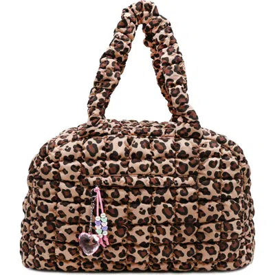 Omg Accessories Kids' Leopard Print Scrunch Medium Duffle Bag In Animal Print