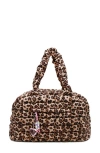 Omg Accessories Leopard Print Scrunch Duffle With Charm In Multi