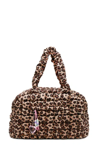 OMG ACCESSORIES OMG ACCESSORIES KIDS' LEOPARD PRINT SCRUNCH MEDIUM DUFFLE BAG