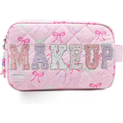 Omg Accessories Kids' Makeup Bow Quilted Cosmetic Pouch In Lollipop