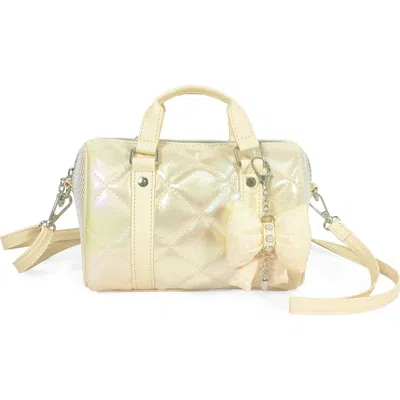 Omg Accessories Kids' Metallic Quilted Mini Duffle Bag In Yellow
