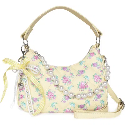 Omg Accessories Kids' Mini Floral Quilted Hobo Crossbody In Blue