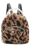 Omg Accessories Kids' Mini Leopard Faux Fur Backpack In Brown