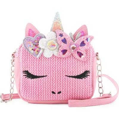 Omg Accessories Kids' Miss Gwen Straw Crossbody Bag In Pink