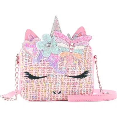 Omg Accessories Kids' Miss Gwen Tweed Crossbody Bag In Pink