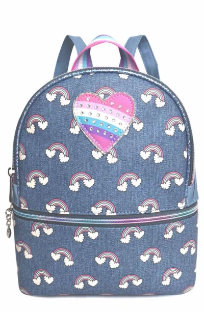 Omg Accessories Kids' Rainbow Denim Print Mini Backpack In Blue