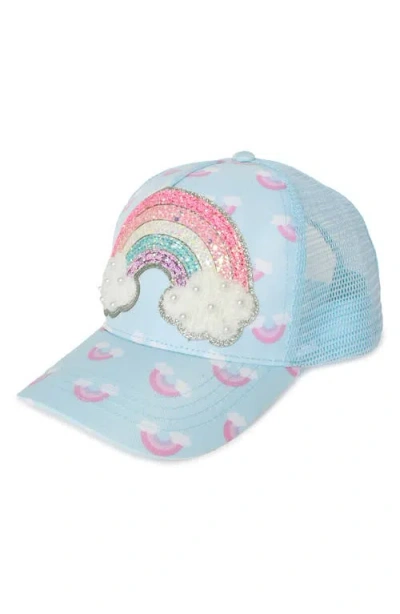 Omg Accessories Kids' Rainbow Trucker Hat In Blue