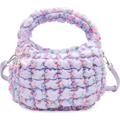 Omg Accessories Kids' Scrunch Floral Crossbody Bag In Purple