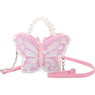 Omg Accessories Kids' Sequin Butterfly Crossbody Bag In Pink