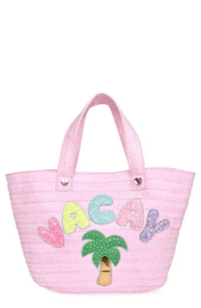 Omg Accessories Kids' Girl's Vacay Woven Tote In Bubble Gum