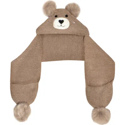 Omg Accessories Kids' Winny Teddy Hoodie Scarf In Brown