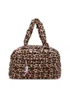 Omg Accessories Leopard Print Scrunch Duffle With Charm In Brown