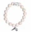 Omi Women's Petrified Wood Bead With Silver Tube Bracelet In White In White