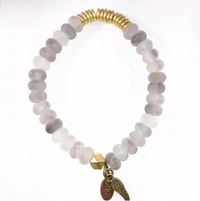 Omi Women's She Is Blessed Agate Rondel Gold Spacers Bracelet In Gre In Multi