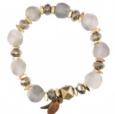 Omi Women's She Is Clarity Sea Glass With Pyrite Bracelet In Grey In Gray