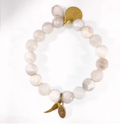 Omi Women's She Is Faith Druzy And Our Father Charm Bracelet In White In Gold