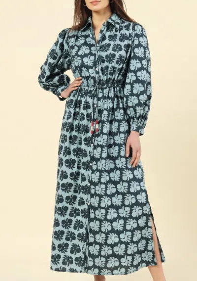 Omika Aria Midi Dress In Akola Storm In Green
