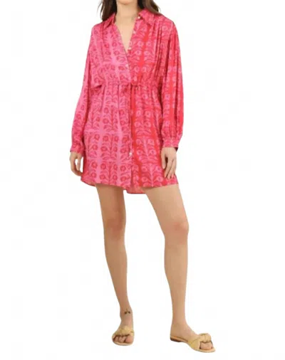 Omika Aria Mini Dress In Leya Flamingo In Red